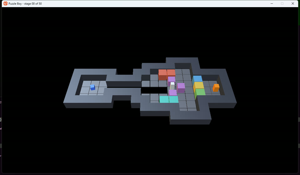 The port's first render: stage file 44, one of the six damaged files, drawn as plain boxes after the repair